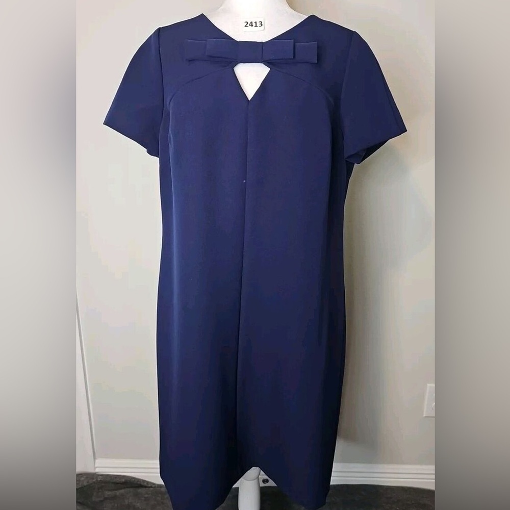 New Anne Klein Short Sleeve Knee Length Dress Navy Size 6